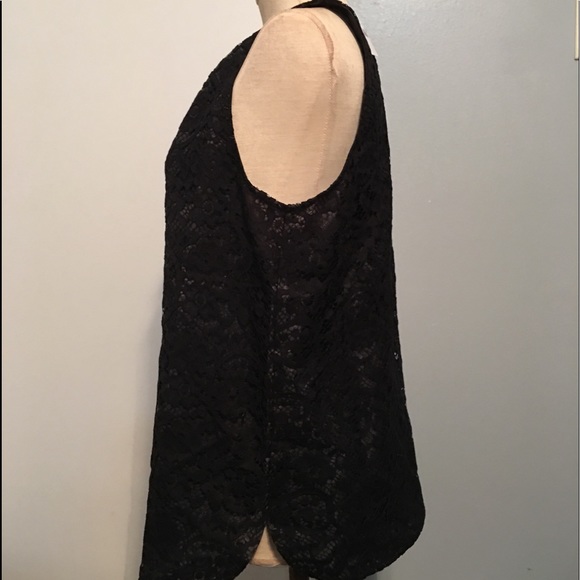 J Crew Black lace overlay tank top . - Picture 2 of 3